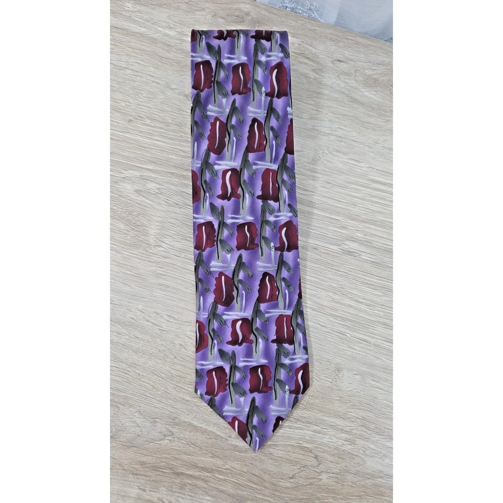 J Garcia Abstract Art Purple Maroon California Mission Fifty Two  100% Silk